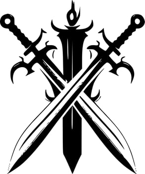 Crossed Swords, Minimalist and Simple Silhouette - Vector illustration