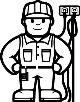 Electrician - Black and White Isolated Icon - Vector illustration