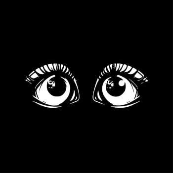 Eyes - Black and White Isolated Icon - Vector illustration