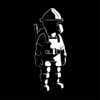 Firefighter - Minimalist and Flat Logo - Vector illustration