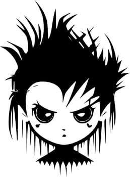 Goth, Black and White Vector illustration
