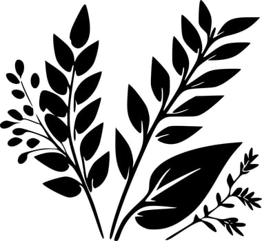 Leaves - Black and White Isolated Icon - Vector illustration
