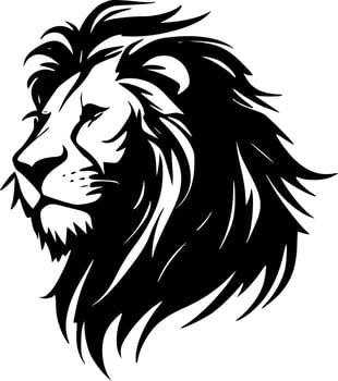 Lion, Black and White Vector illustration