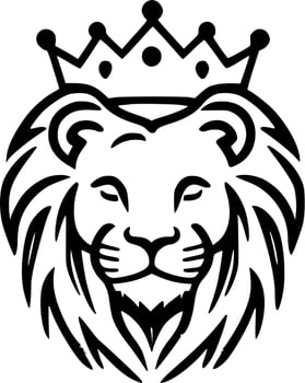 Lion with Crown, Minimalist and Simple Silhouette - Vector illustration