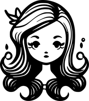 Mermaid, Black and White Vector illustration
