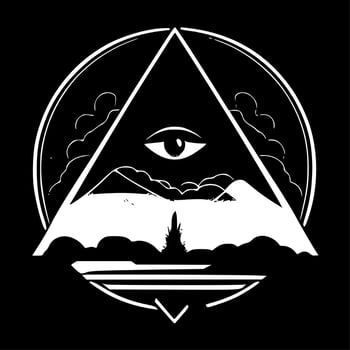 Mystical, Black and White Vector illustration