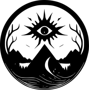 Mystical, Black and White Vector illustration