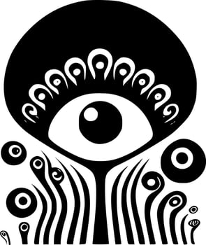 Psychedelic, Black and White Vector illustration