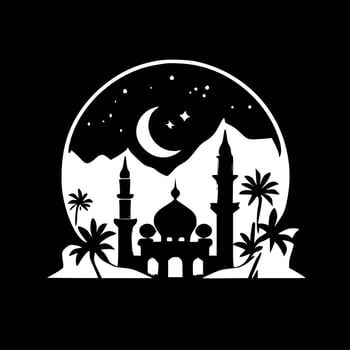 Ramadan - Black and White Isolated Icon - Vector illustration