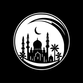 Ramadan, Black and White Vector illustration