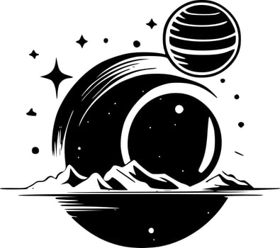 Space - Black and White Isolated Icon - Vector illustration