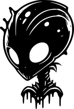 Alien - Black and White Isolated Icon - Vector illustration