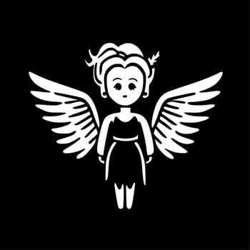 Angel, Black and White Vector illustration
