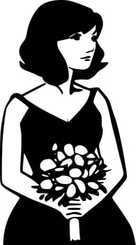 Bridesmaid, Black and White Vector illustration