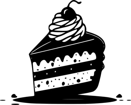 Cake - Black and White Isolated Icon - Vector illustration