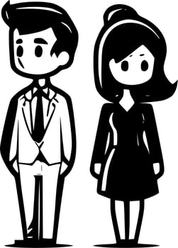 Couples, Black and White Vector illustration