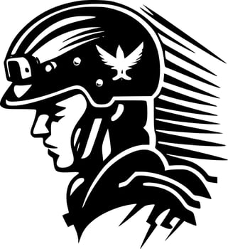 Military - Black and White Isolated Icon - Vector illustration