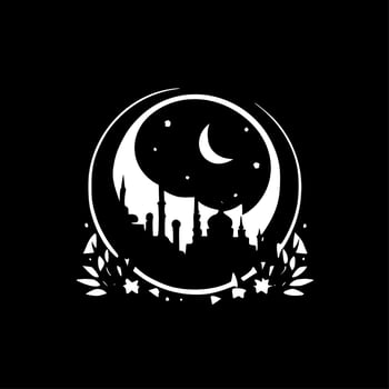Ramadan - Black and White Isolated Icon - Vector illustration