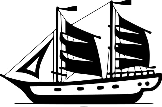 Ship - Black and White Isolated Icon - Vector illustration