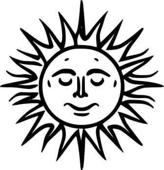 Sun, Black and White Vector illustration