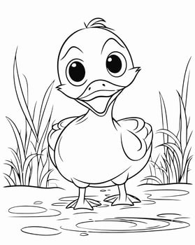 cute baby duck coloring page vector