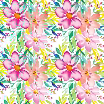 Floral shape watercolor seamless pattern. vector