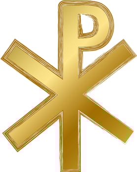 Grunge Gold Religion Chirho Mystical Symbol vector