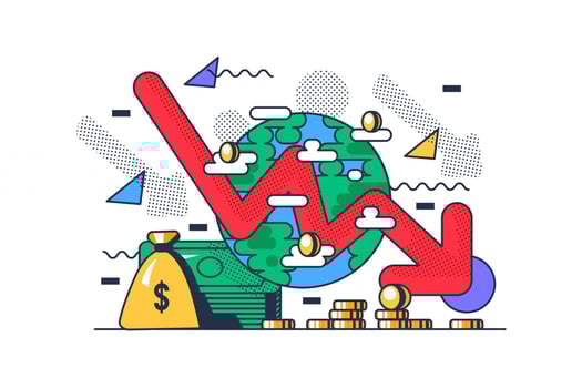 Economic Recession Outline Cartoon Concept vector