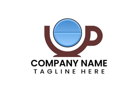 Flat coffee cup pill medicine logo icon template vector