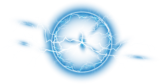 Blue ball lightning on a transparent background. Abstract electric lightning strike. Light flash, thunder, spark. PNG. png