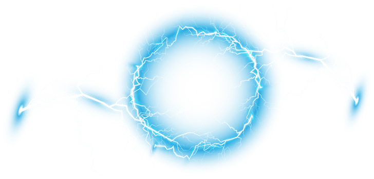 Blue ball lightning on a transparent background. Abstract electric lightning strike. Light flash, thunder, spark. PNG. png