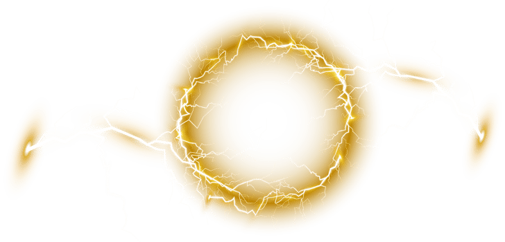 Yellow ball lightning on a transparent background. Abstract electric lightning strike. Light flash, thunder, spark. PNG. png