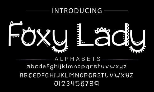 Playful style font design, childish alphabet letters and numbers vector illustration