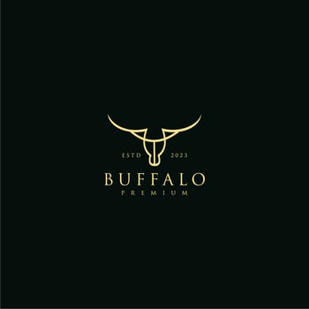 Line art buffalo head illustration luxury logo design vector