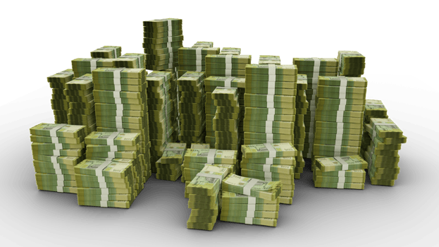 Big stack of Yemeni Rial notes. A lot of money isolated on transparent background. 3d rendering of bundles of cash png
