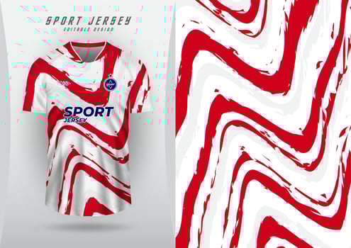 Background for sports jersey, soccer jersey, running jersey, racing jersey, red and white wave pattern. vector