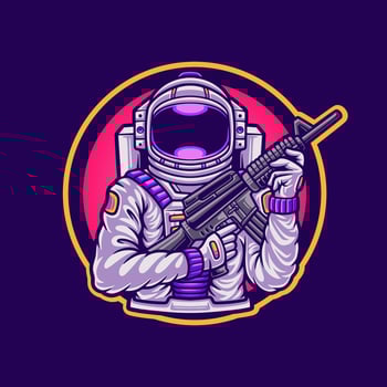 Astronaut shooting with weapon tshirt illustration design vector