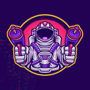 Astronaut shooting with weapon tshirt illustration design vector