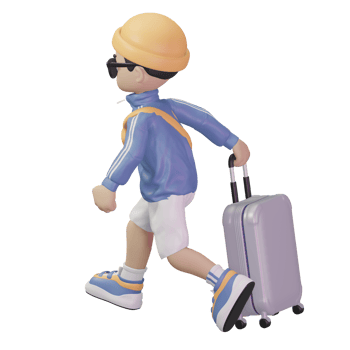 3D character carrying a suitcase png