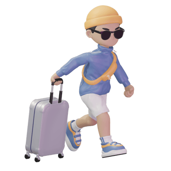 3D character carrying a suitcase png