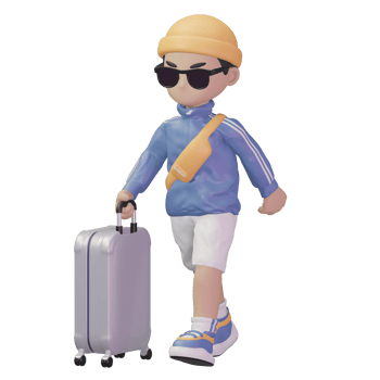 3D character carrying a suitcase png