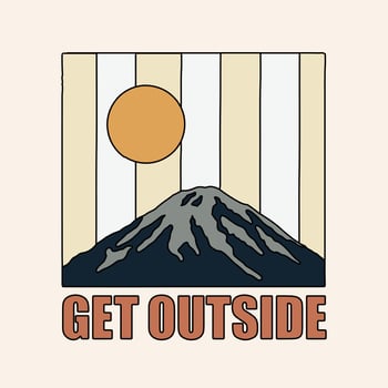 Get outside big mountain and sun badge t shirt vector illustration