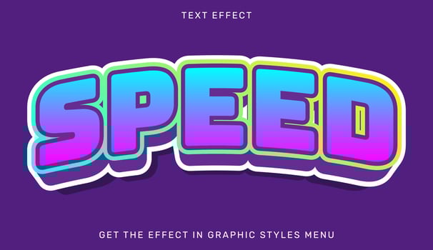 Editable speed text effect in 3d style vector