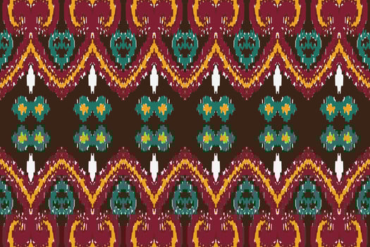 African Ikat seamless pattern embroidery background. geometric ethnic oriental pattern traditional. Ikat Aztec style abstract vector illustration. design for print texture,fabric,saree,sari,carpet.