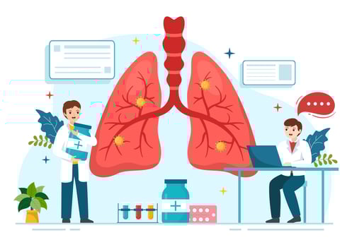 Pulmonologist Vector Illustration with Doctor Pulmonology, Lungs Respiratory System Examination and Treatment in Flat Cartoon Hand Drawn Templates