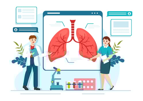 Pulmonologist Vector Illustration with Doctor Pulmonology, Lungs Respiratory System Examination and Treatment in Flat Cartoon Hand Drawn Templates