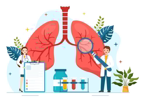 Pulmonologist Vector Illustration with Doctor Pulmonology, Lungs Respiratory System Examination and Treatment in Flat Cartoon Hand Drawn Templates