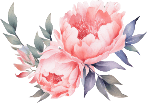 Pink Flowers wreath watercolor illustration. png