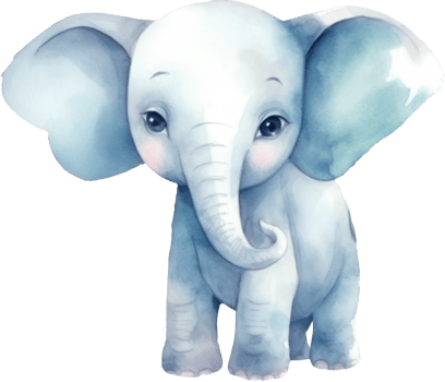 Cute Elephant Watercolor Illustration. png