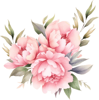 Pink Flowers wreath watercolor illustration. png